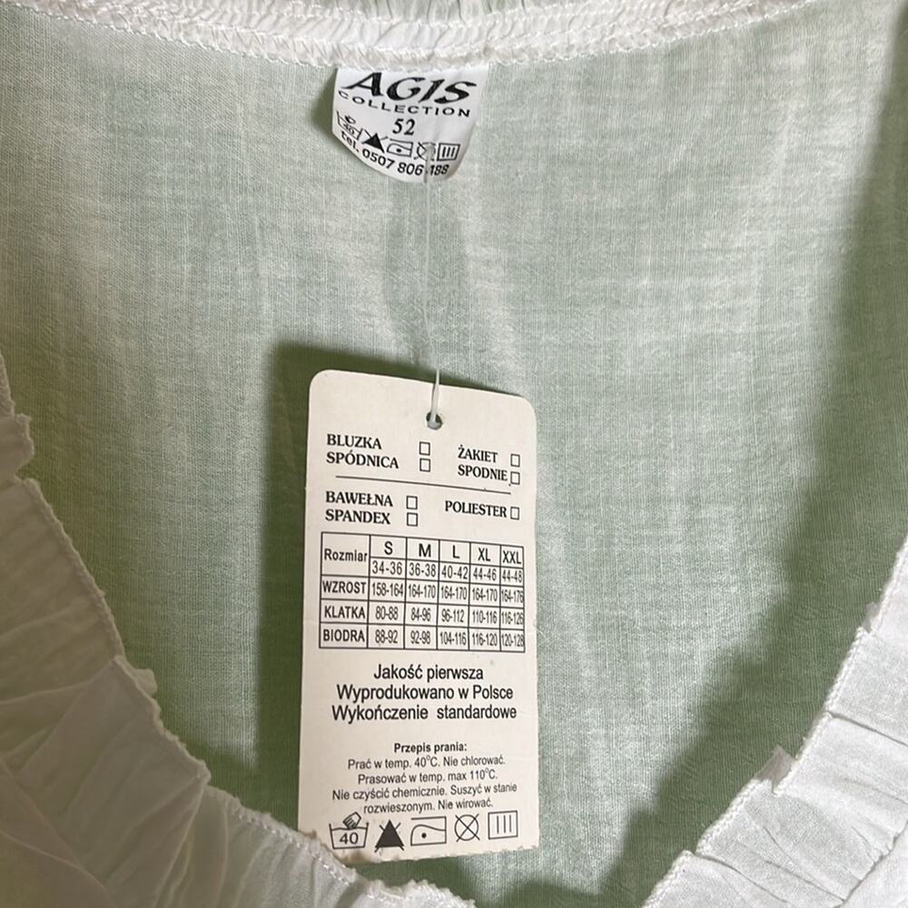 Agis White Lace Trim European embroidered Short Sleeve Blouse Size 20 - Picture 7 of 7